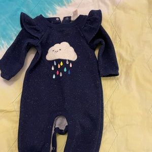 Navy blue one piece for a baby girl